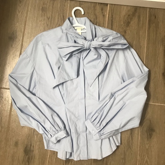 H&M Cotton Blouse with Wide Tie - Picture 4 of 5